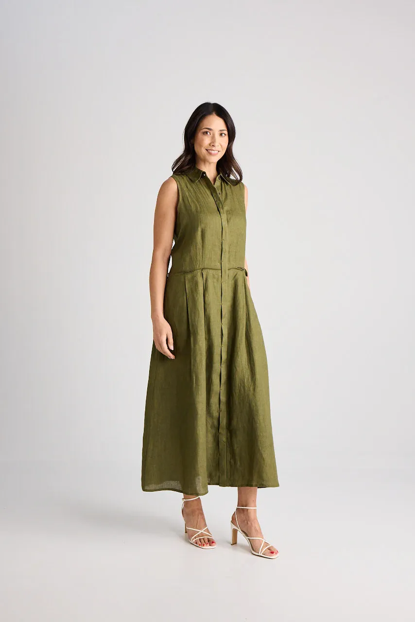 Lilli - Dress - Long - Olive - Linen