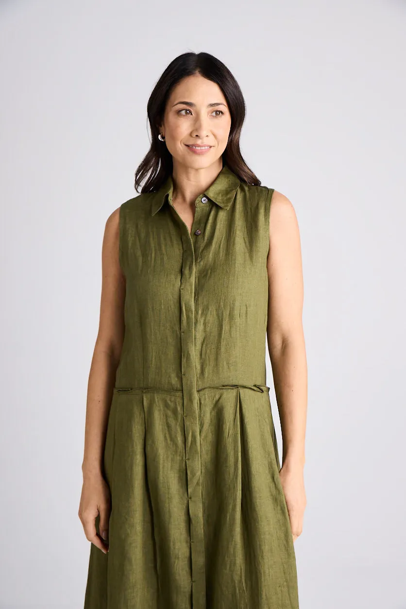 Lilli - Dress - Long - Olive - Linen