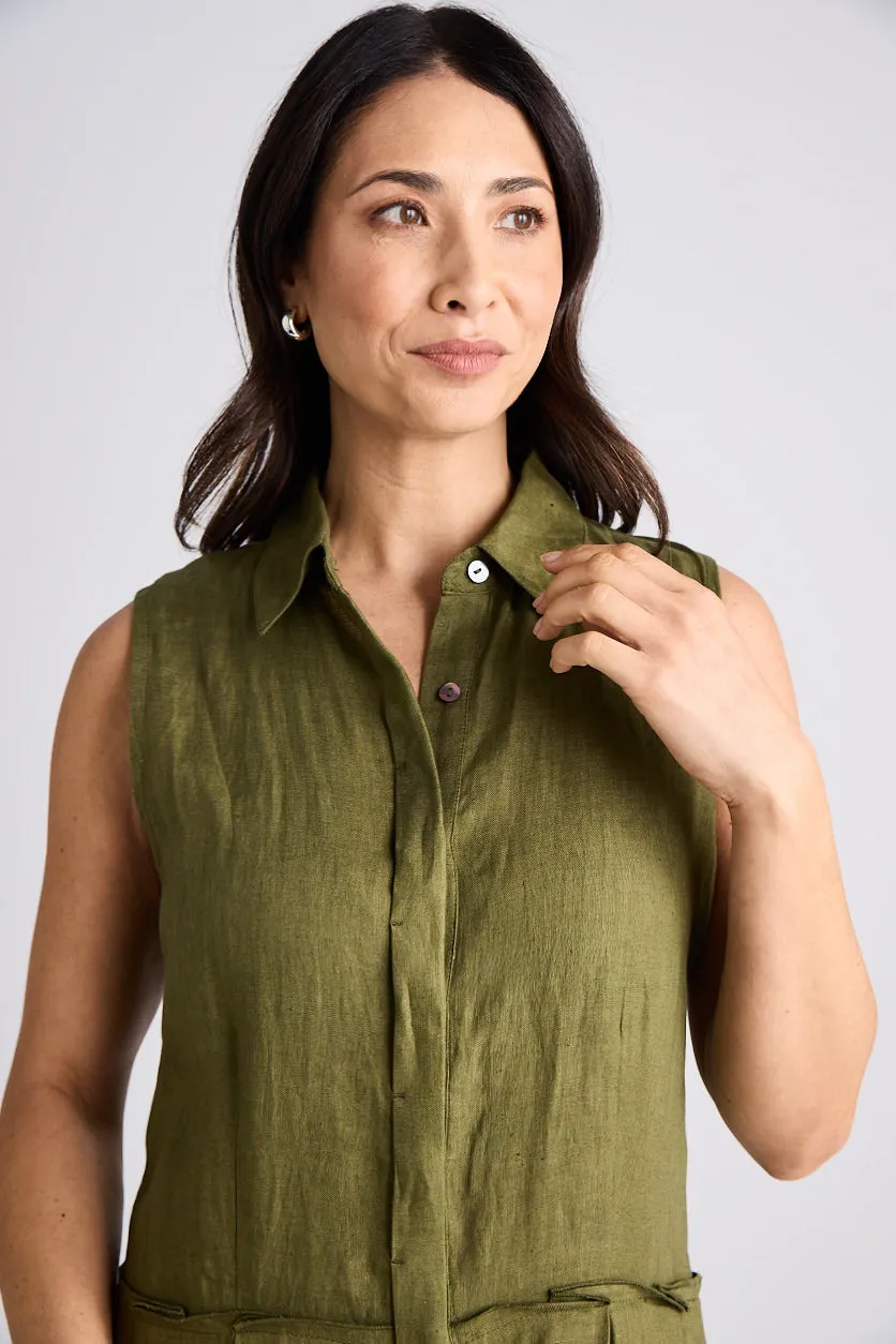 Lilli - Dress - Long - Olive - Linen