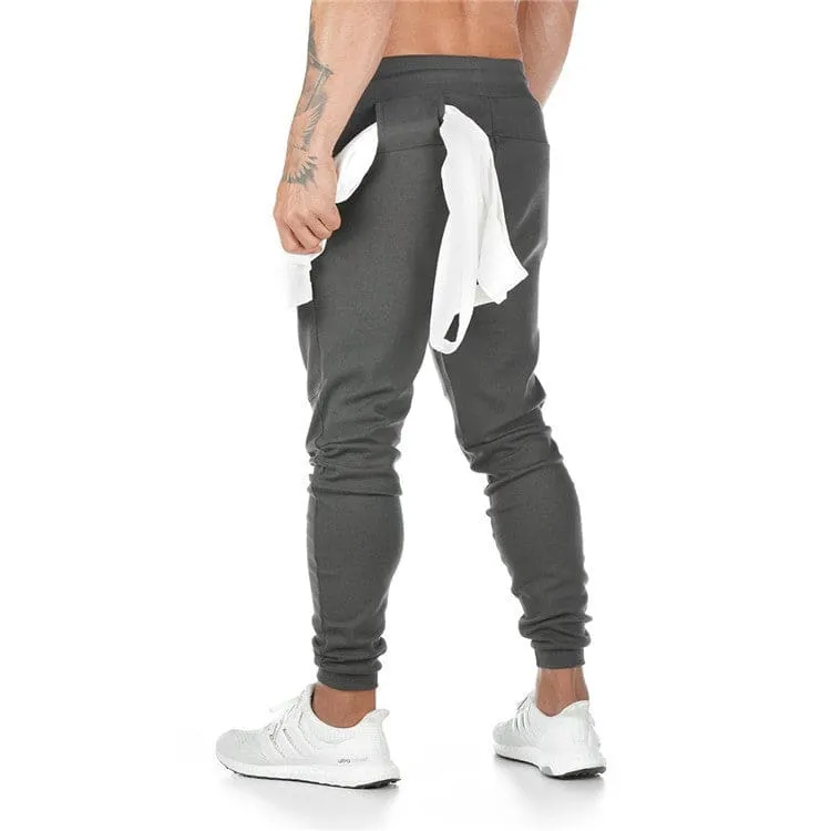 Men Multi-Pocket Drawstring Waist Jogger Sports Pants with Towel Loop