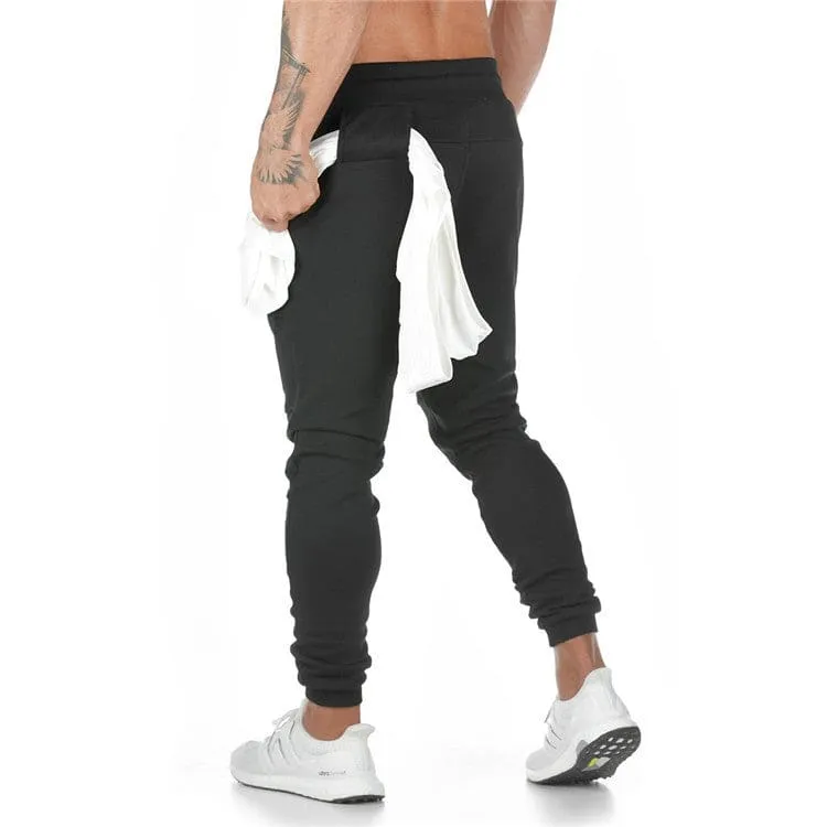 Men Multi-Pocket Drawstring Waist Jogger Sports Pants with Towel Loop