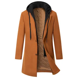 Men's Mid-length Thickened Hooded Coat