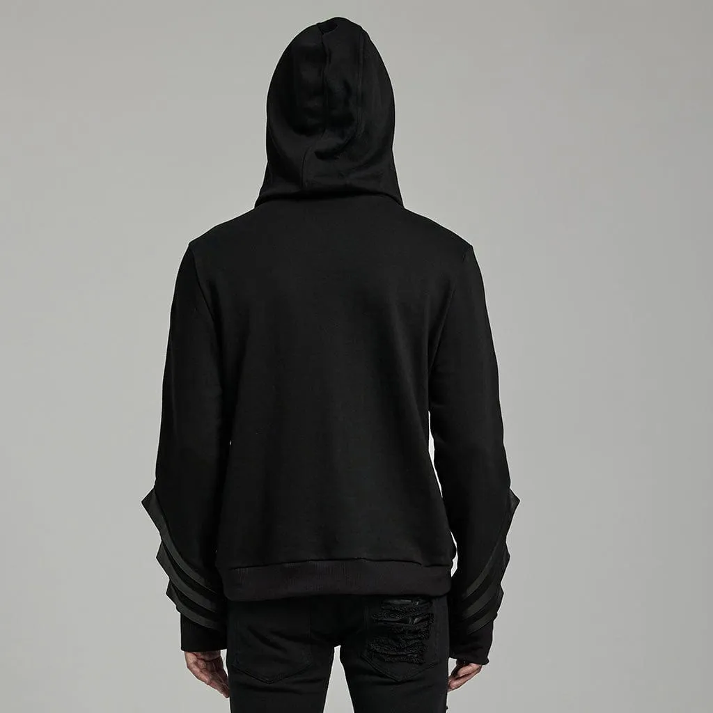 Men's Punk Mesh Splice Layered Hoodies