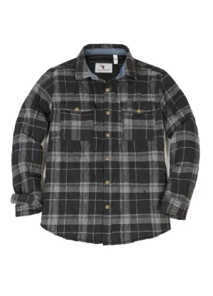 Men's Quilt Lined Plaid Jacket,Snap Button Shacket