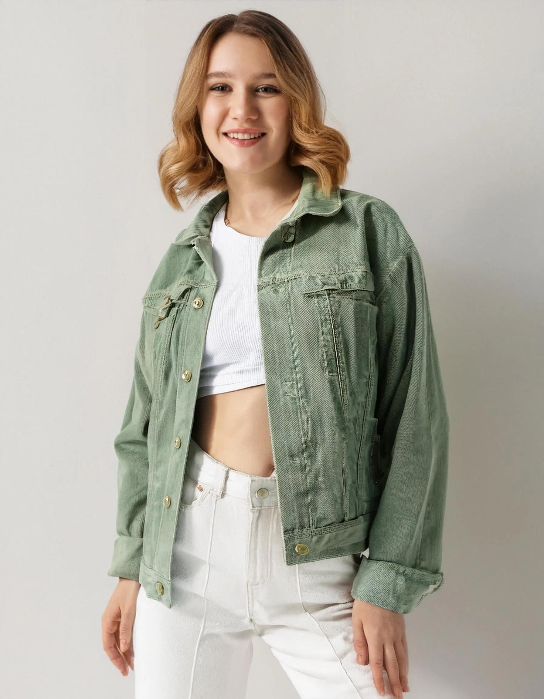 Mint Green Denim Jacket