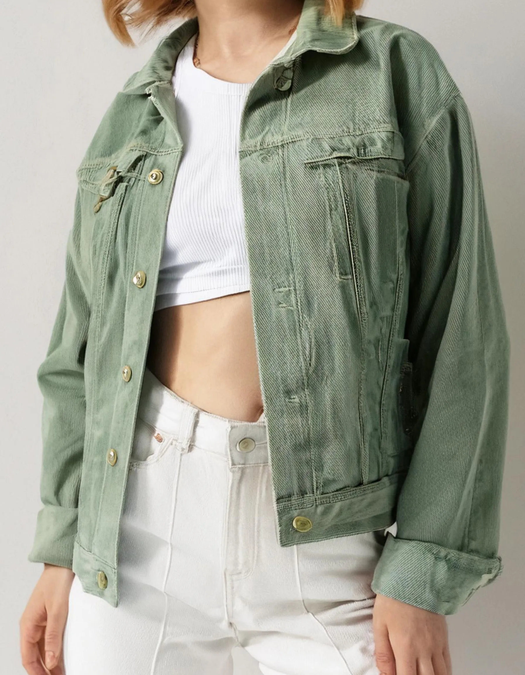 Mint Green Denim Jacket