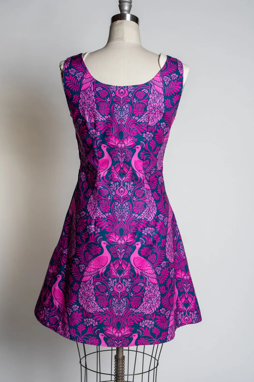 Nancy Shift Dress - Peacock Damask, Pink