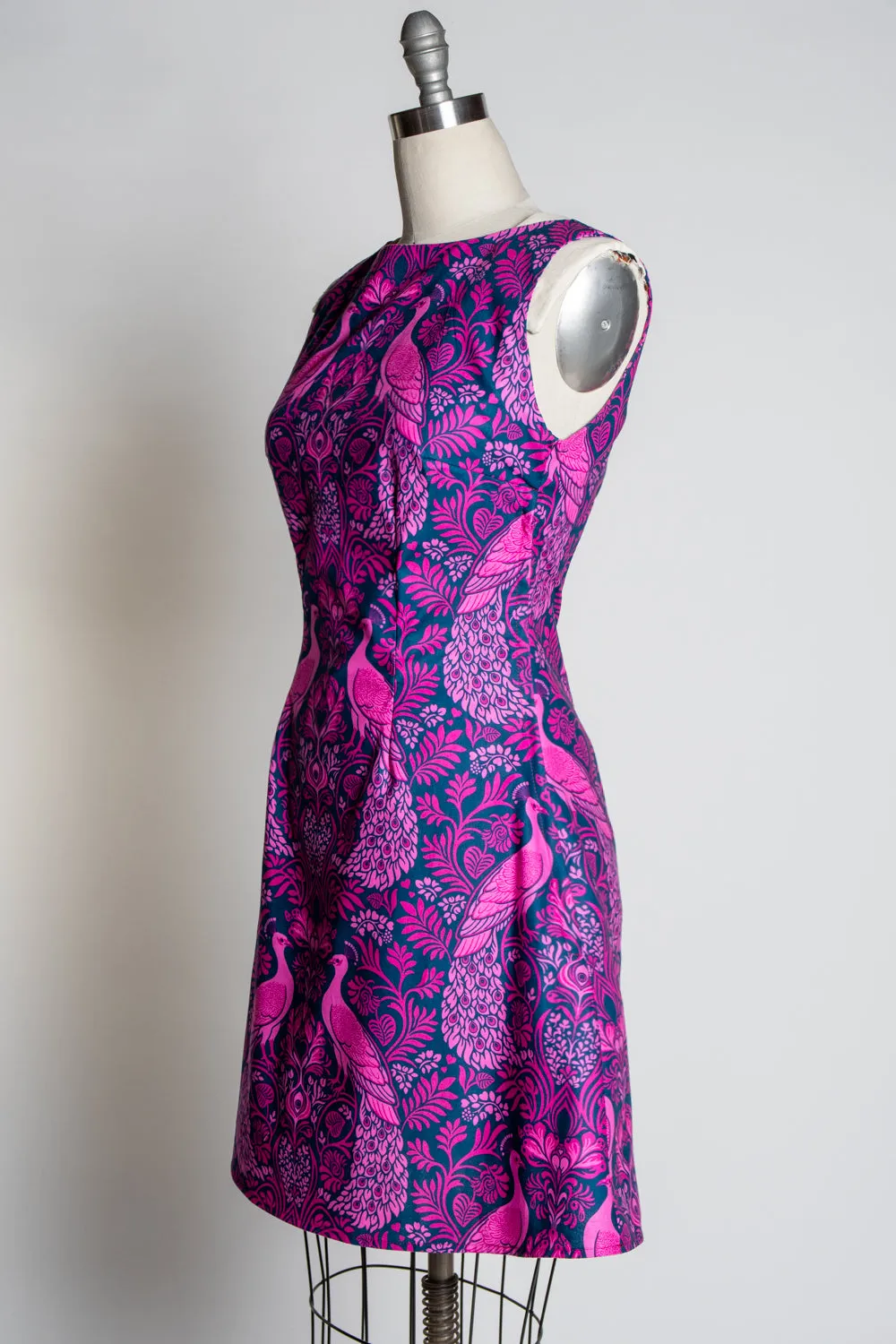 Nancy Shift Dress - Peacock Damask, Pink