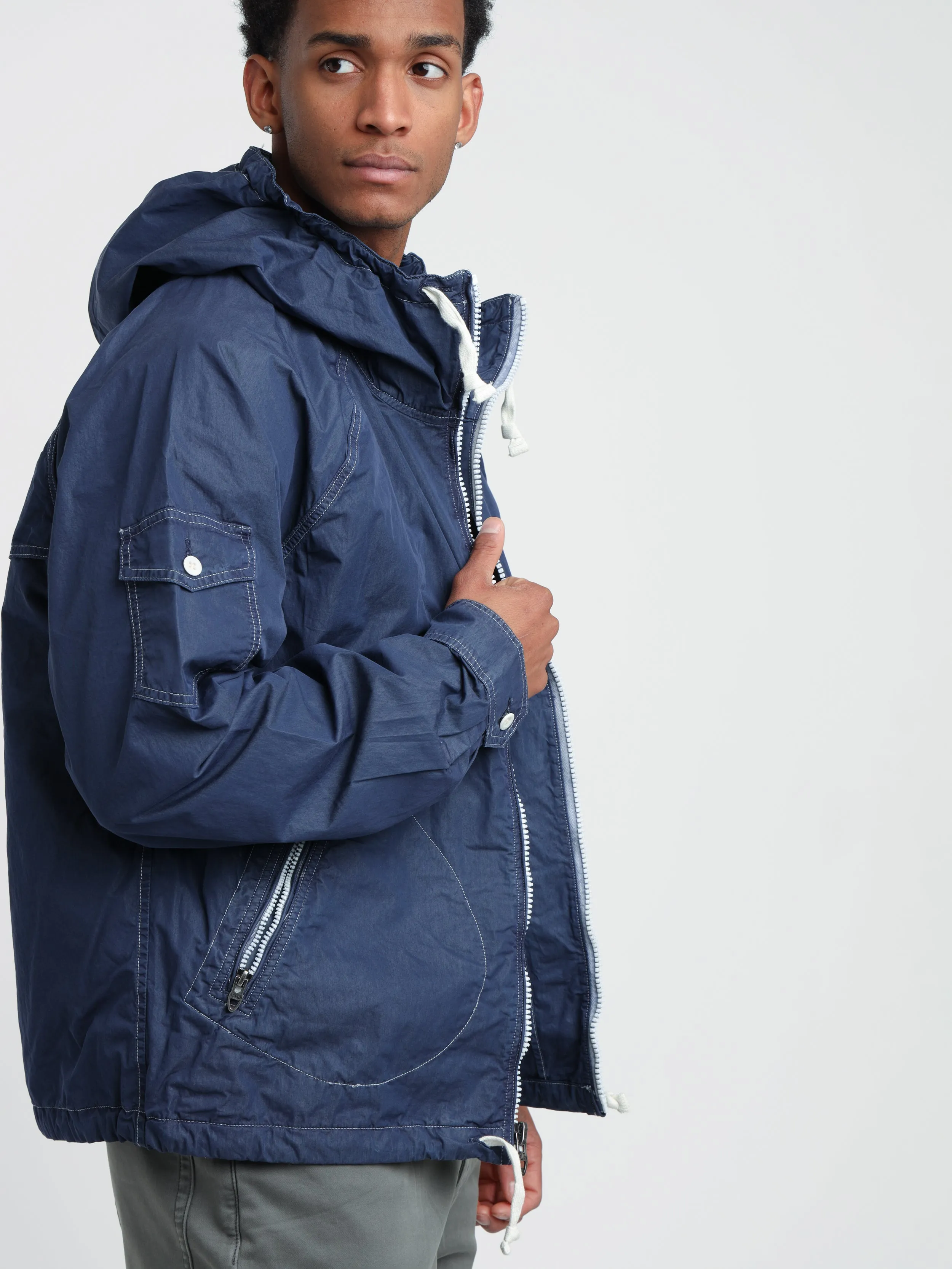 Newport Navy Garment-Dyed Twill Hooded Jacket