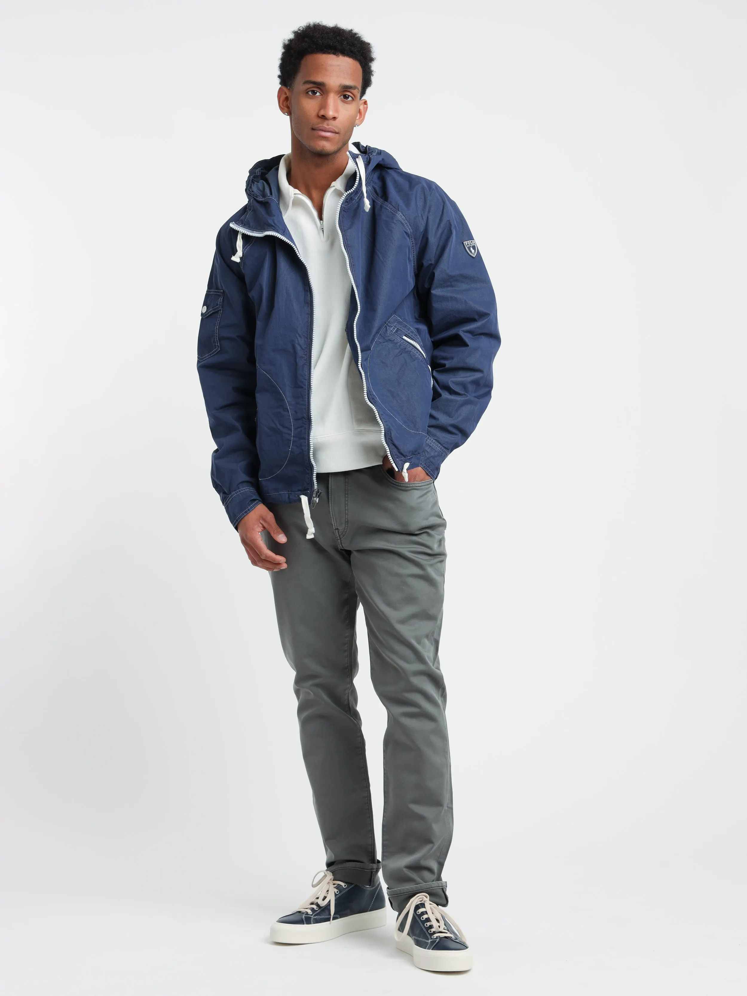 Newport Navy Garment-Dyed Twill Hooded Jacket