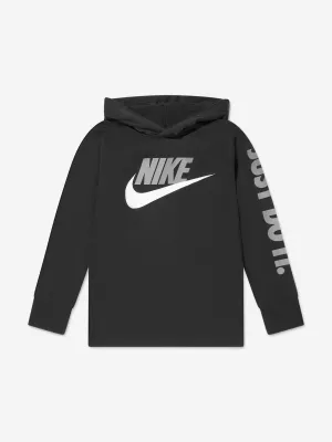 Nike Boys NSW Futura Hooded Long Sleeve T-Shirt in Black