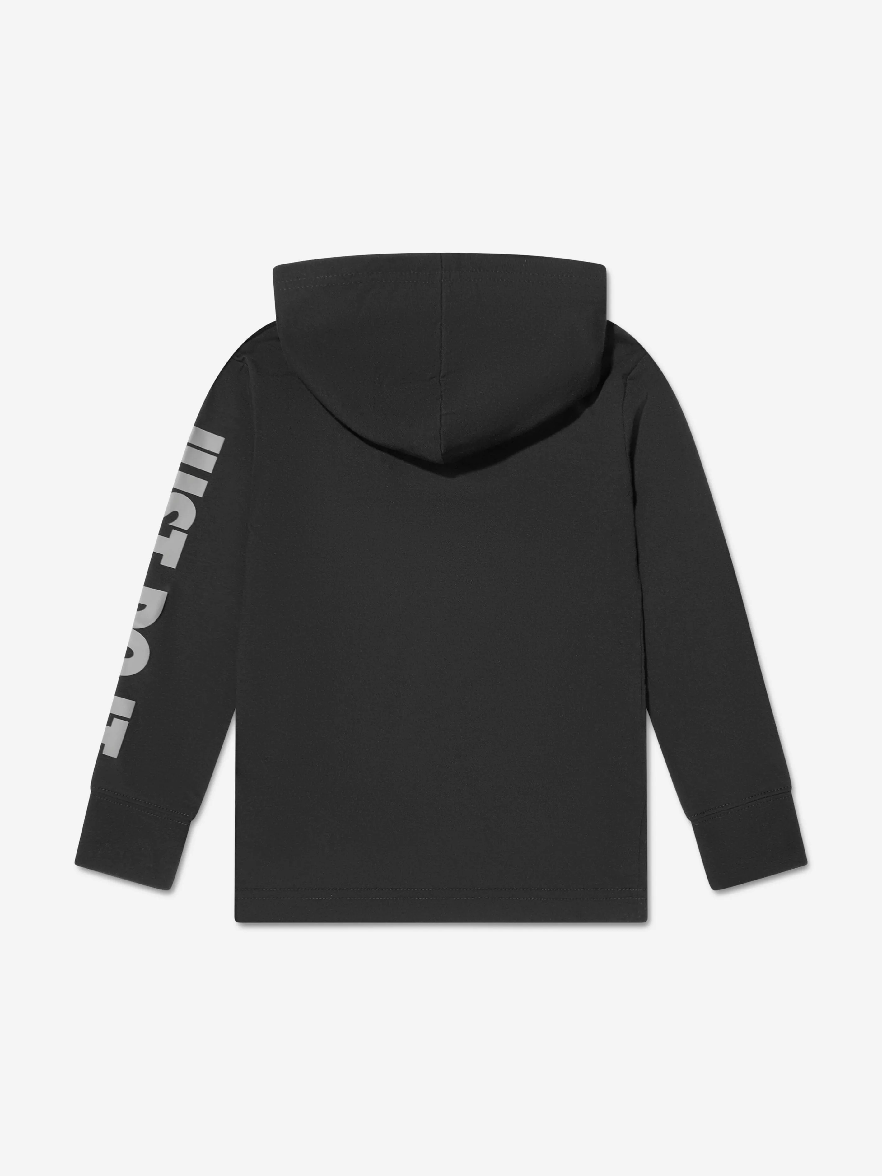 Nike Boys NSW Futura Hooded Long Sleeve T-Shirt in Black