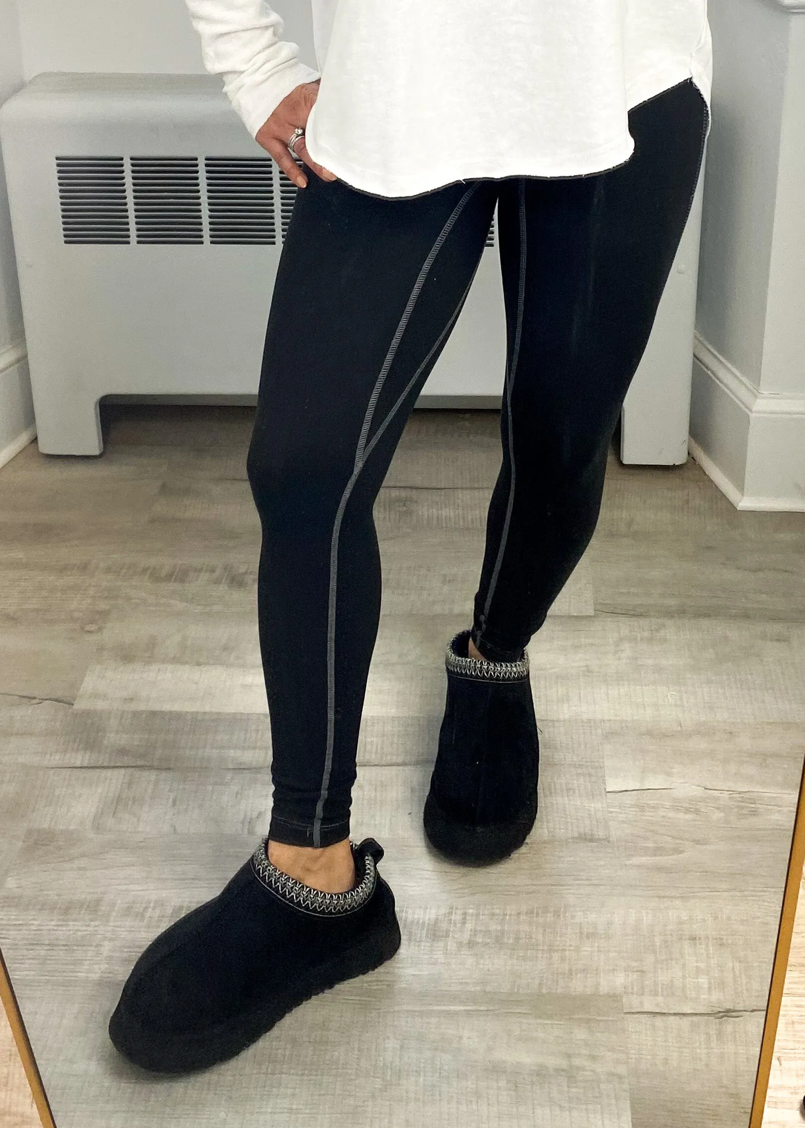 *OUTLINED BRUSHED LEGGINGS BLACK