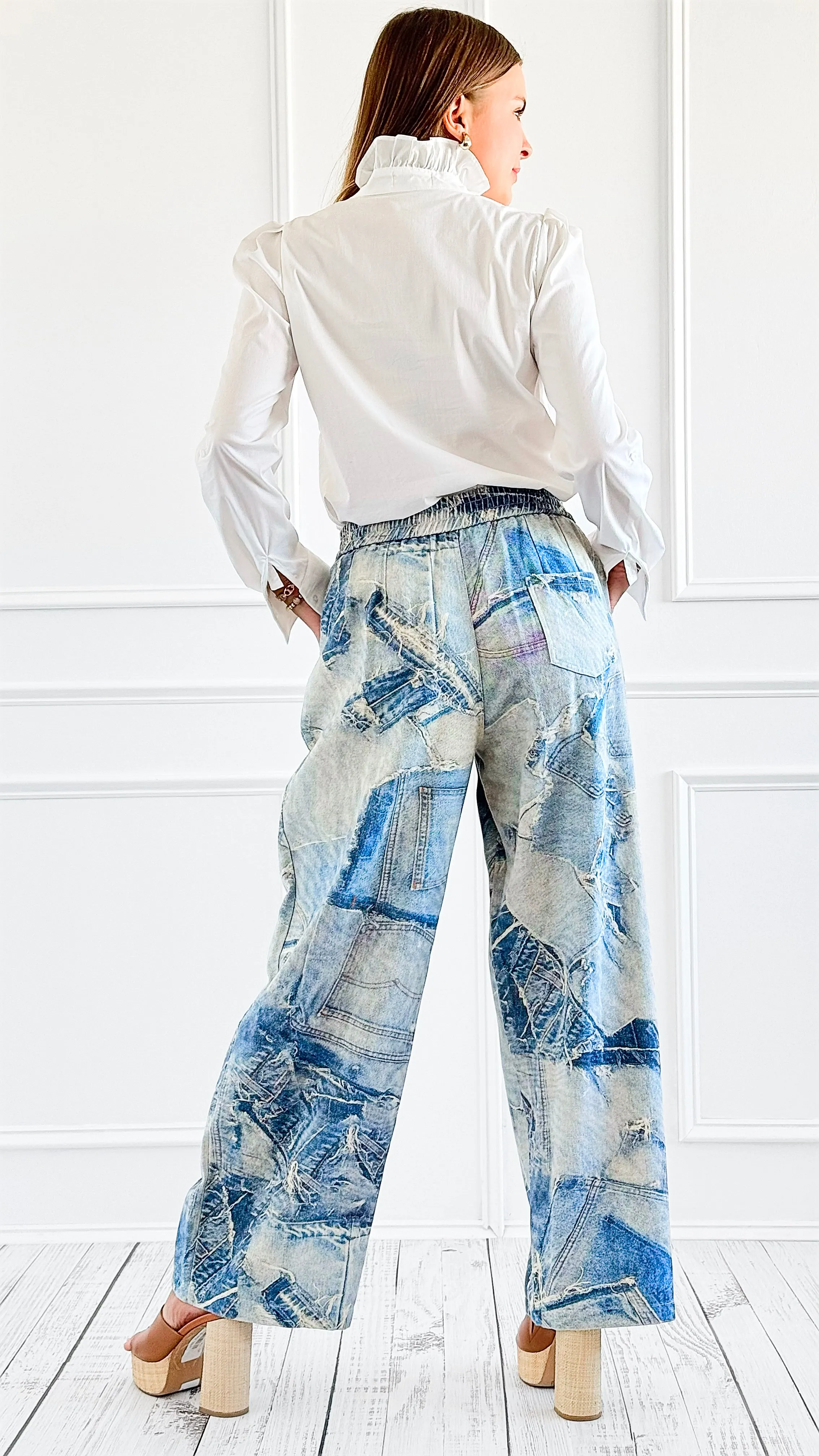 Patchwork Denim Jogger Pants