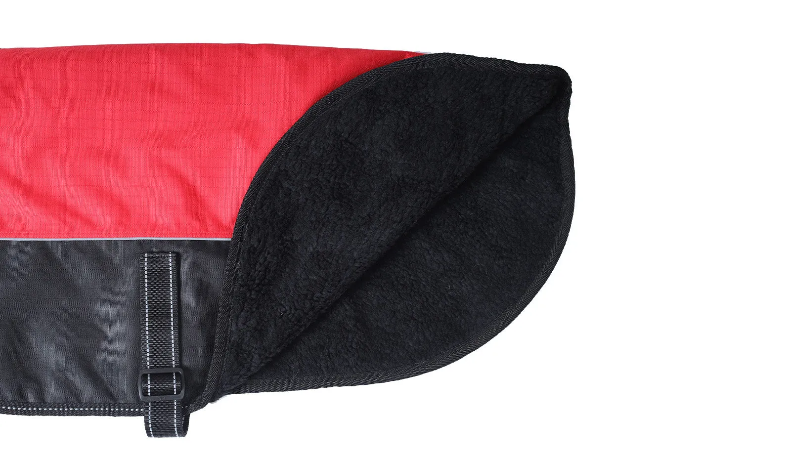 Red Black Alps Dog Coat with 100 GSM Padding - Flat