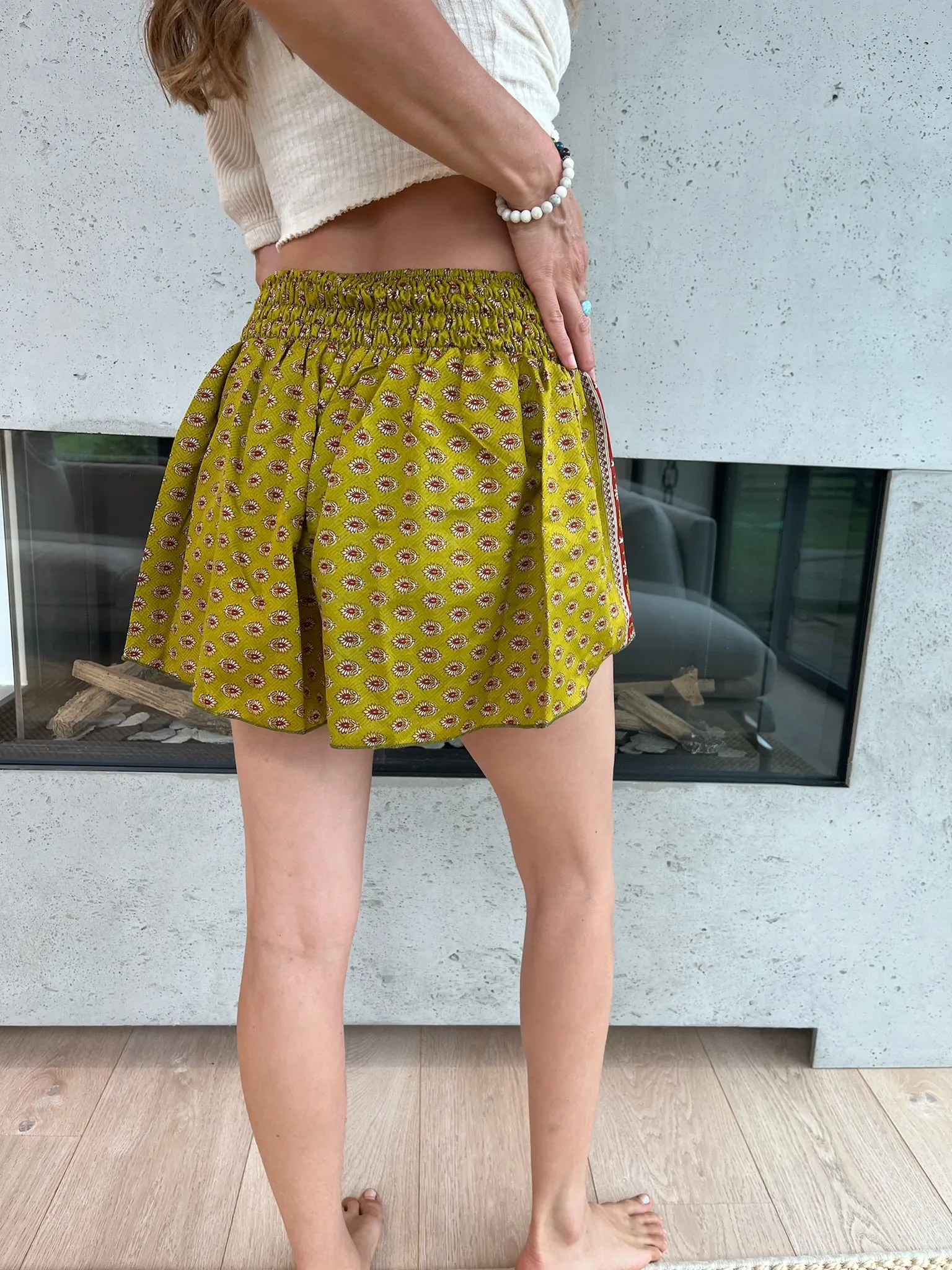 Retro Silk Shorts - Green