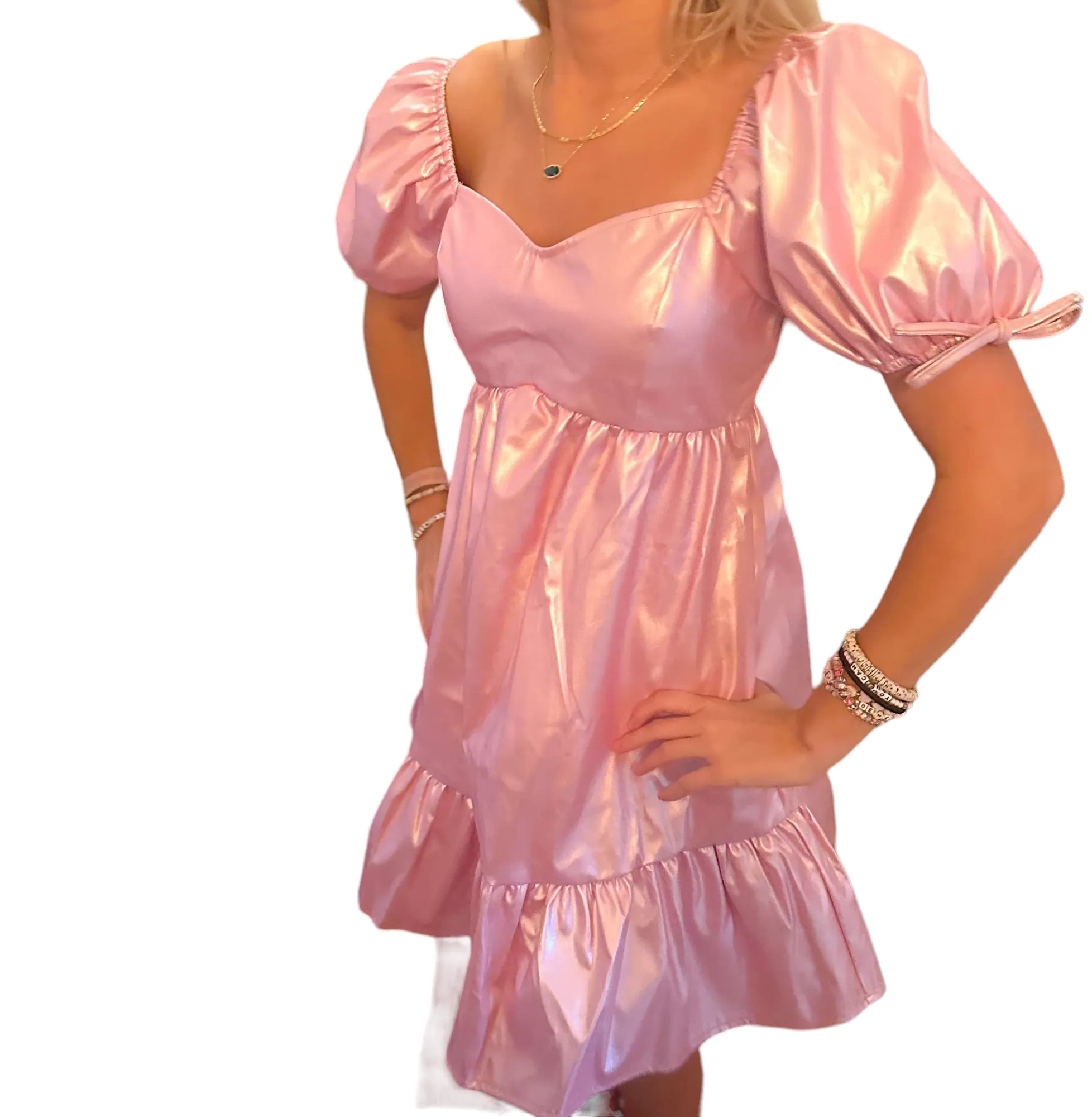 Shimmering Americana Baby Doll Dress