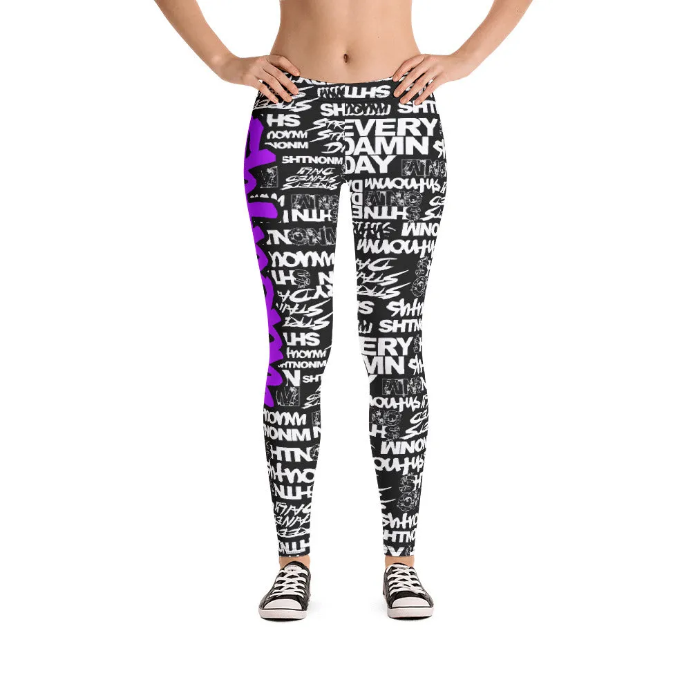 SHTNONM - LEGGINGS (BLACK/NEON PURPLE)