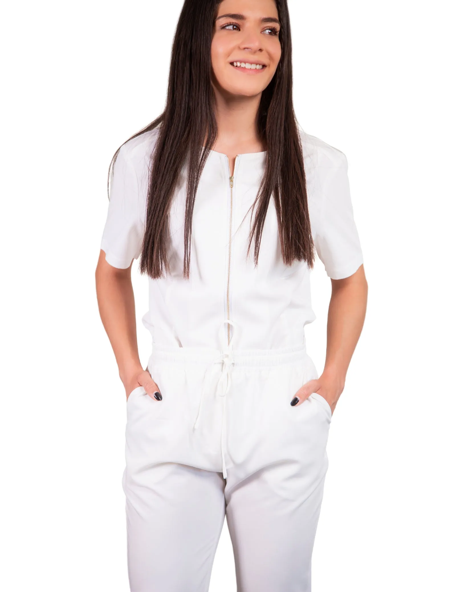 simply-scrubs Women's Biker Set - White