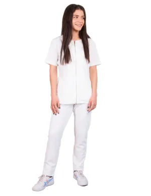 simply-scrubs Women's Biker Set - White