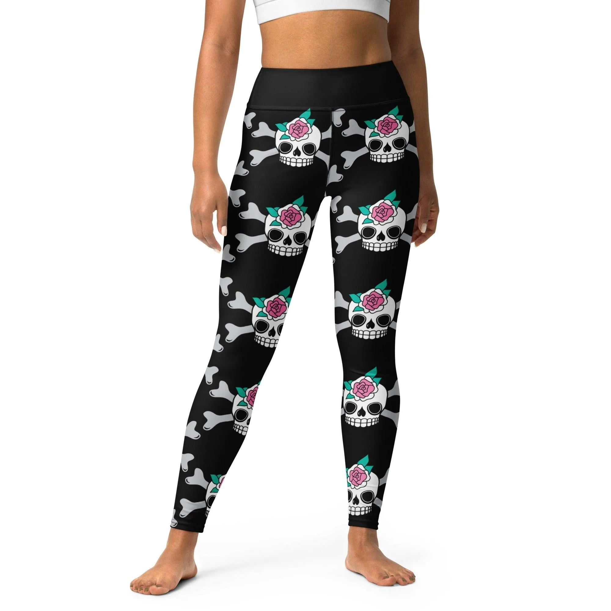 SKULLROSE black -2- Yoga Leggings