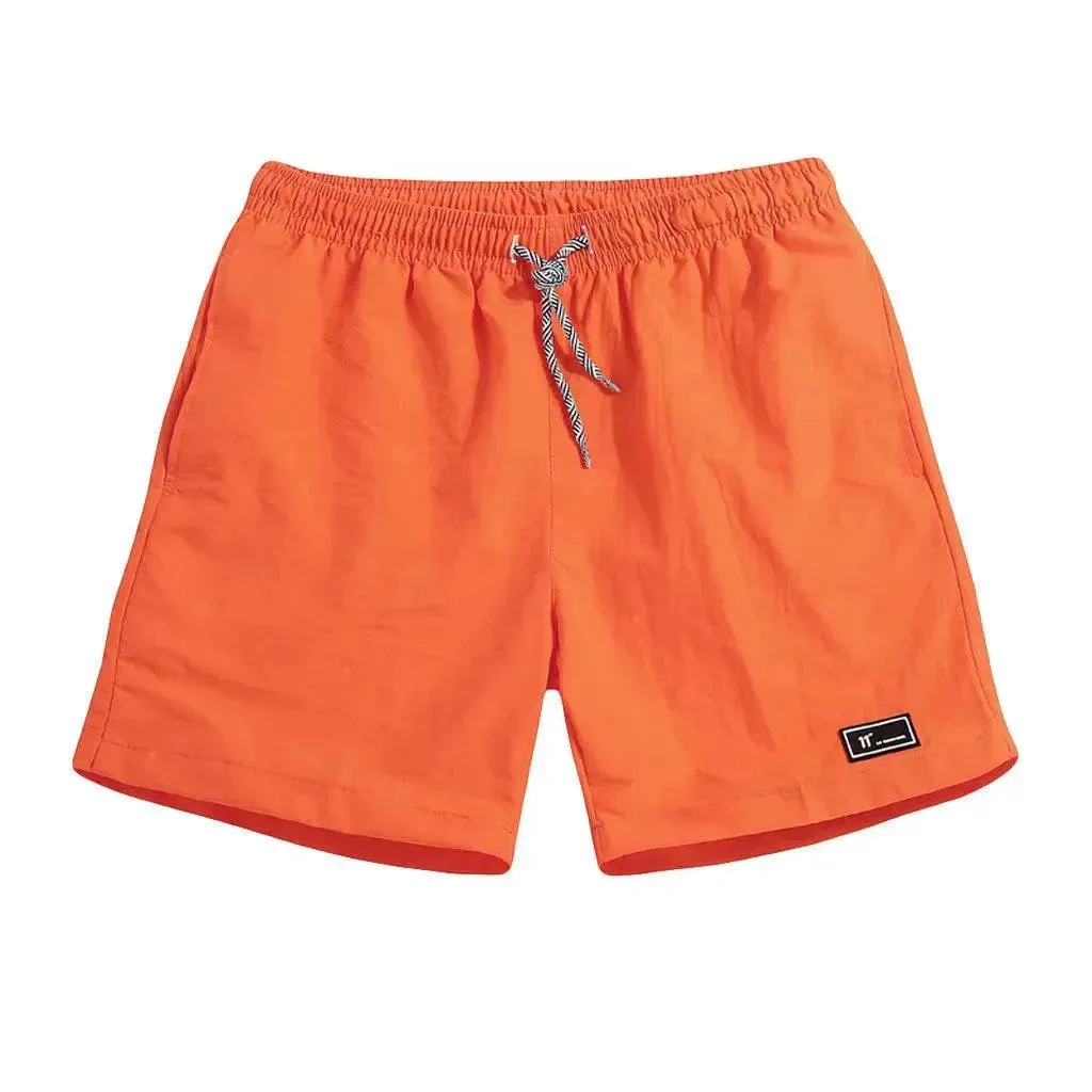 Solid Drawstring Beach Shorts