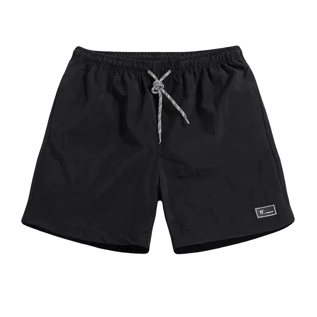 Solid Drawstring Beach Shorts