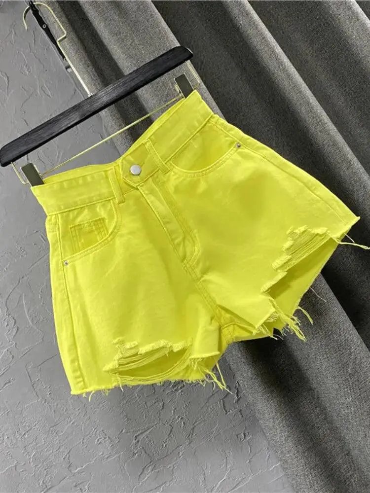 Solid Zipper Fly Shorts