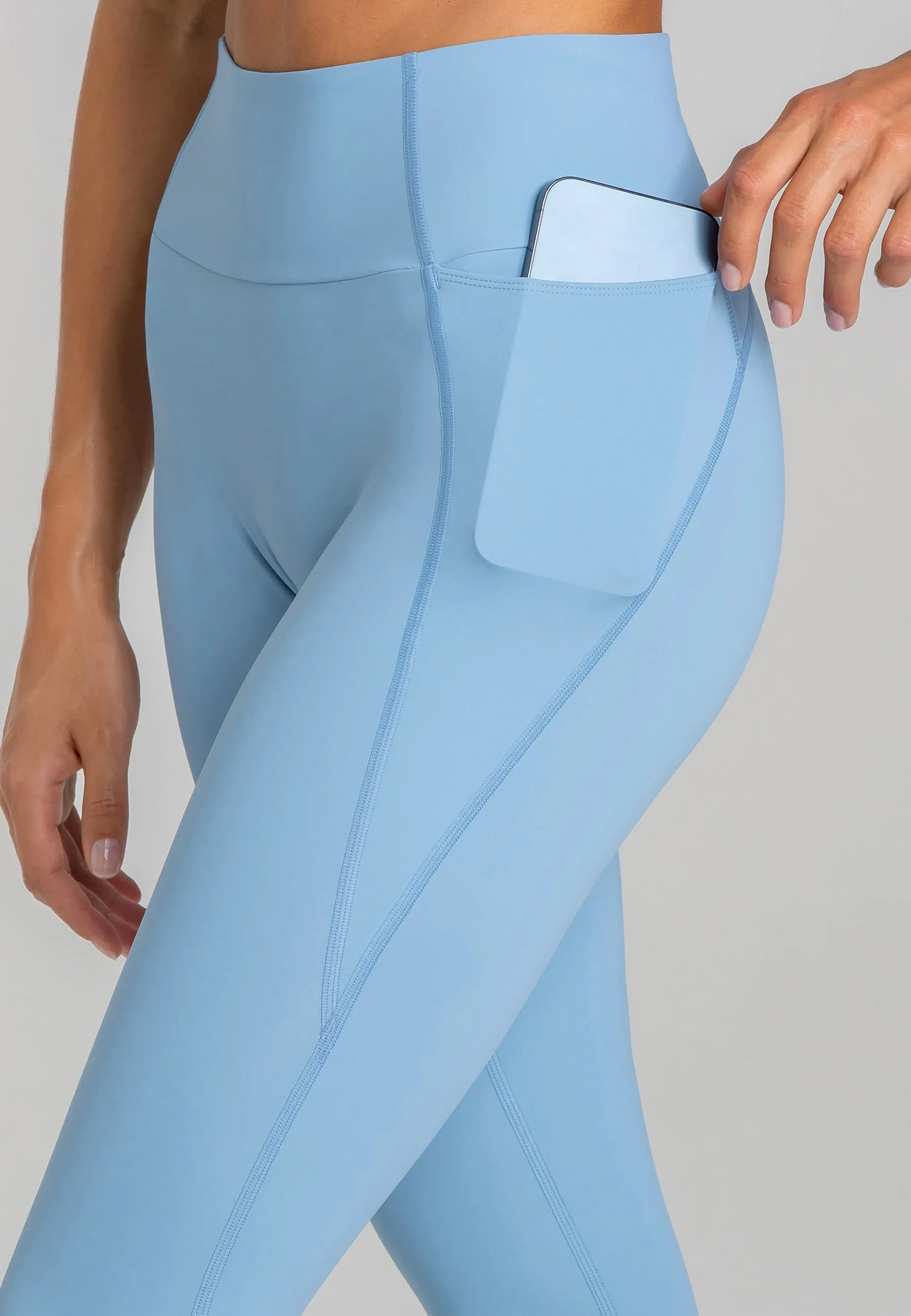 Stretch Leggings mit hohem Bund - Dusty Baby Blue