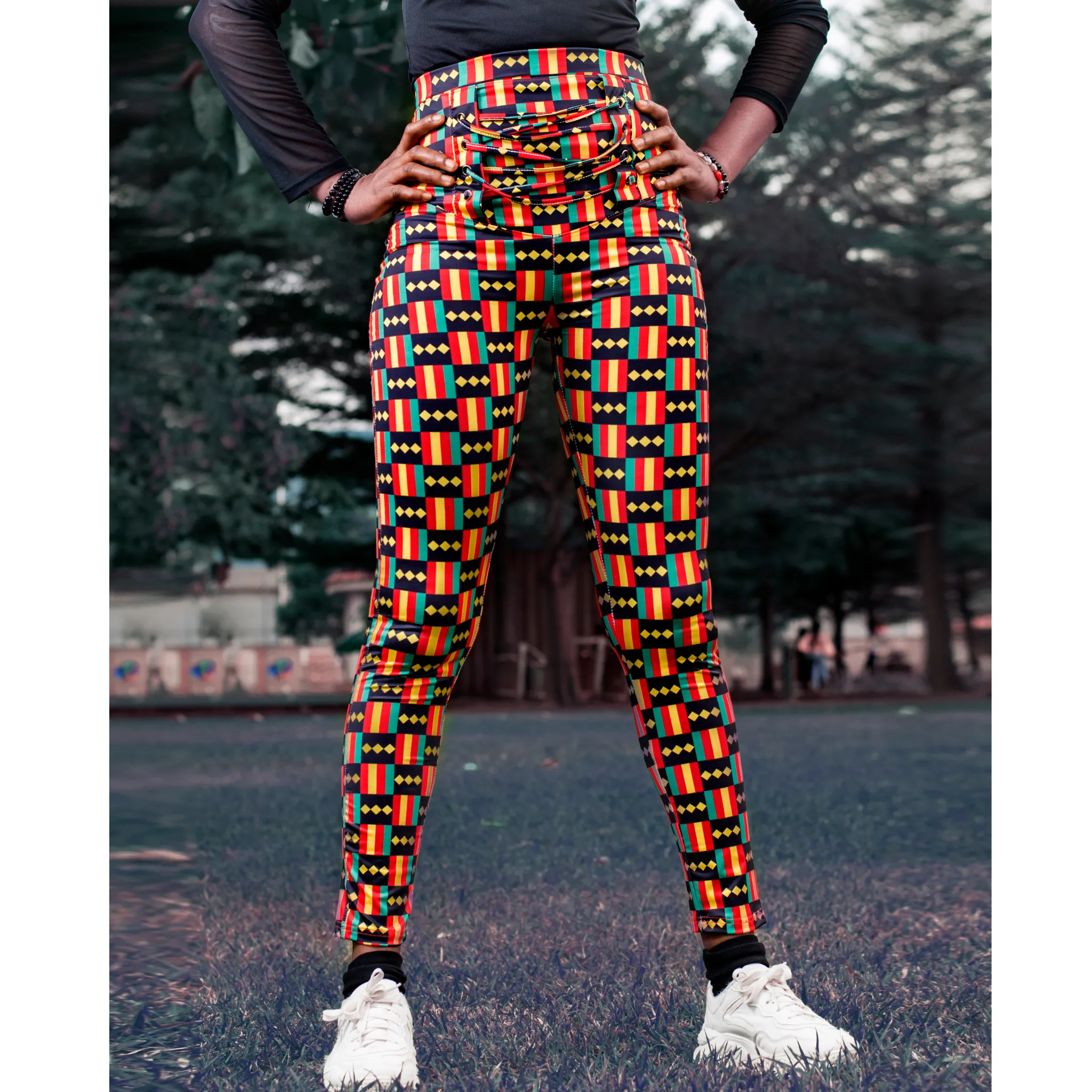 Striking African Print Leggings -  Pan Africa Kente Print