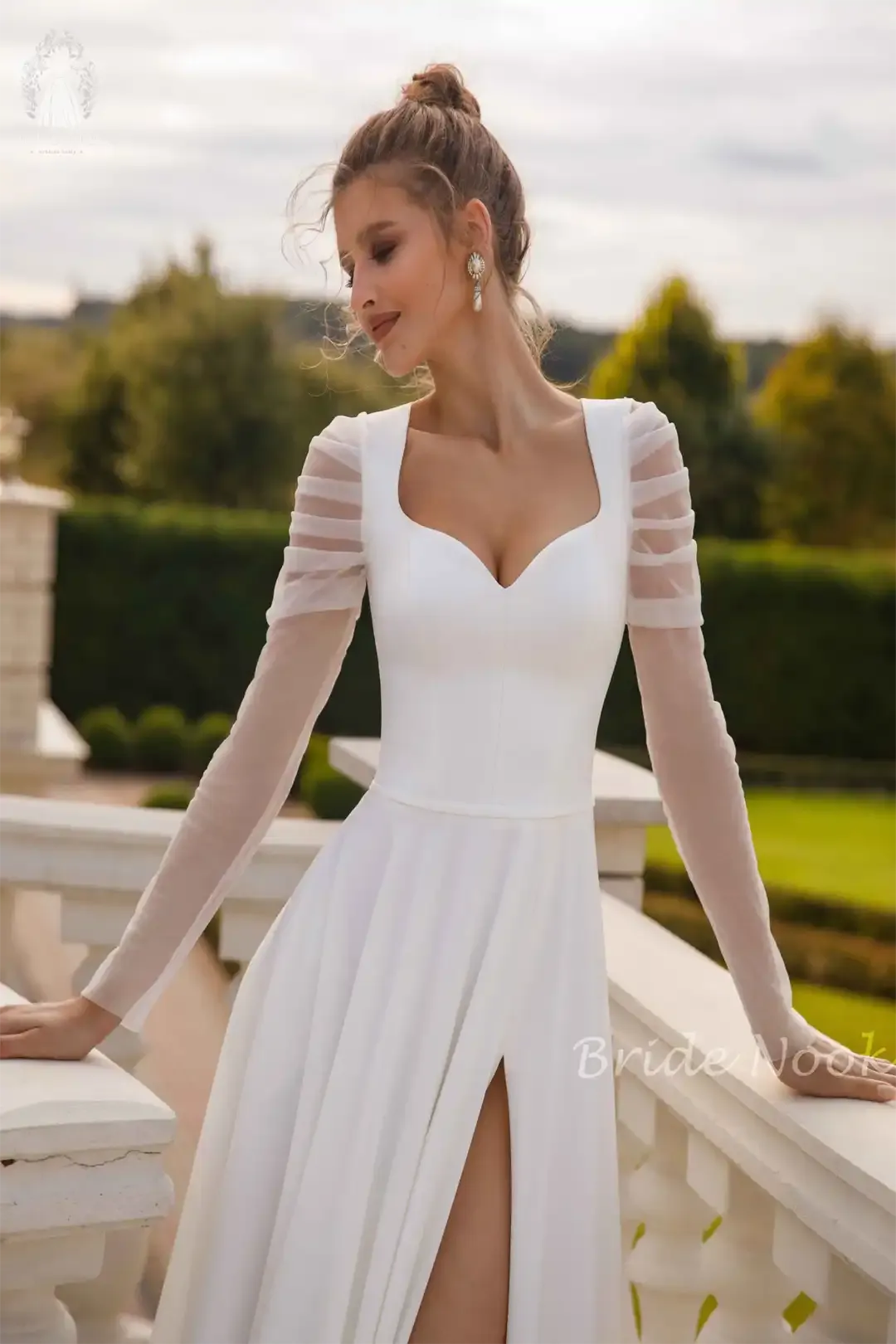 Sweetheart Neck Simple Wedding Dress With Side Open Slit