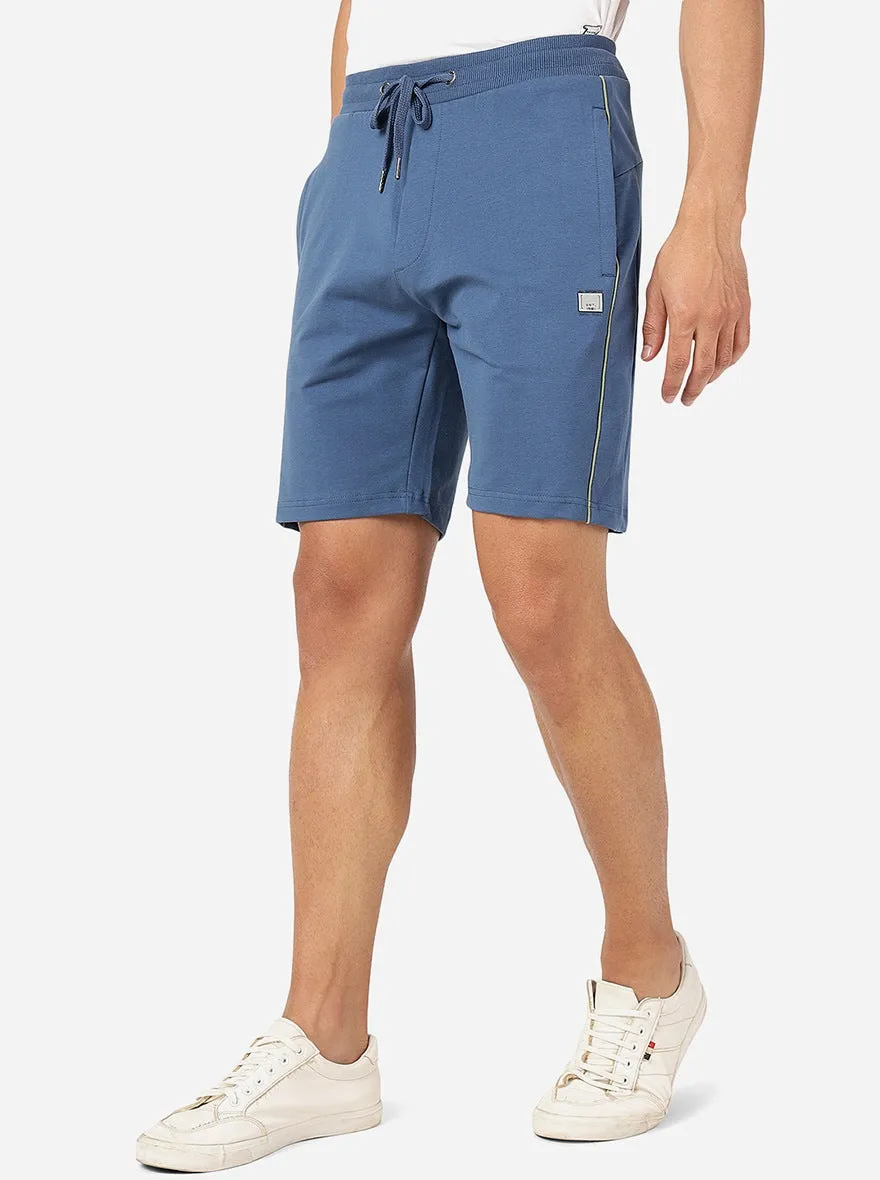 Teal Blue Solid Slim Fit Shorts | JadeBlue