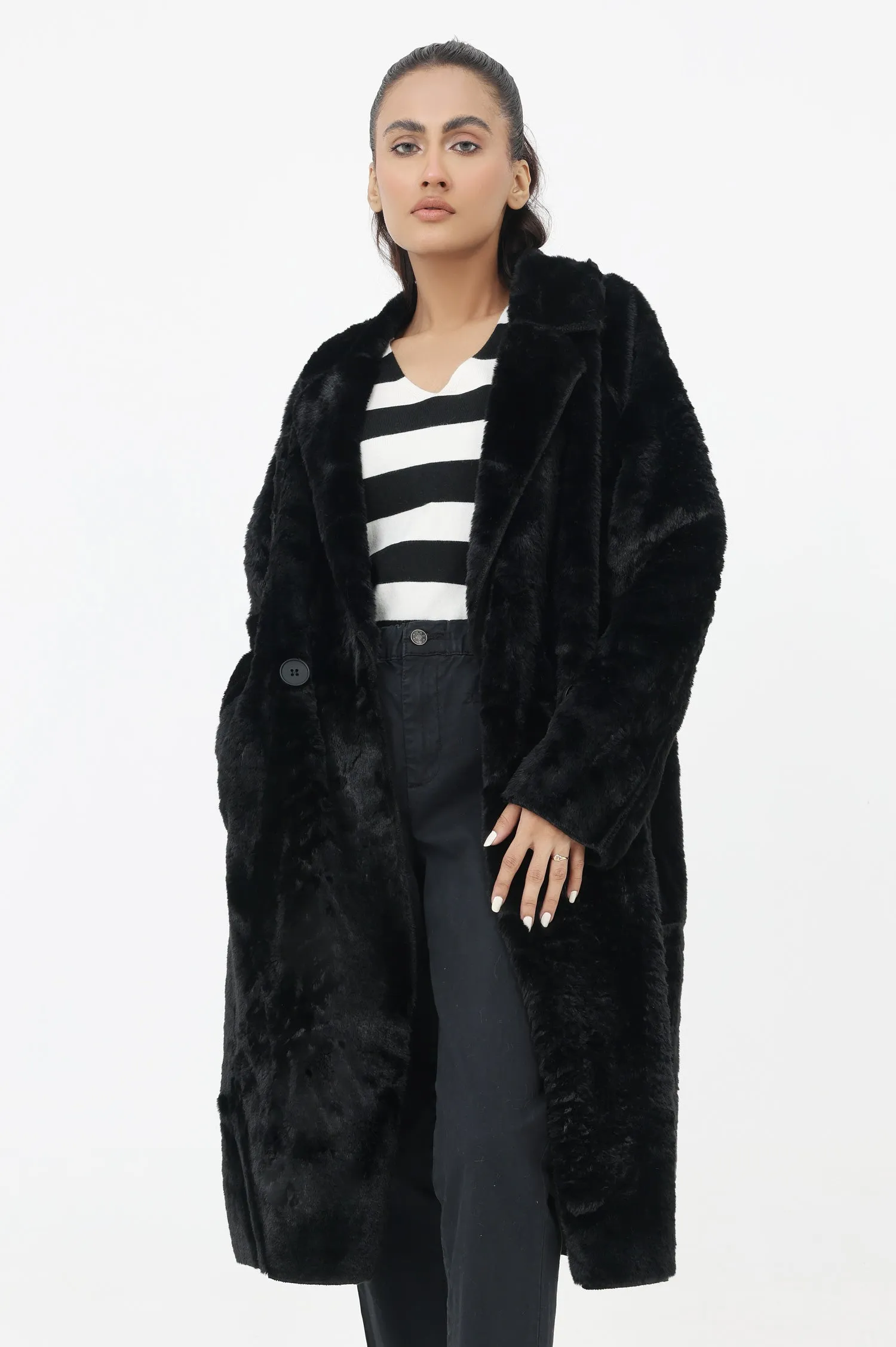 TEDDY COAT-BLACK