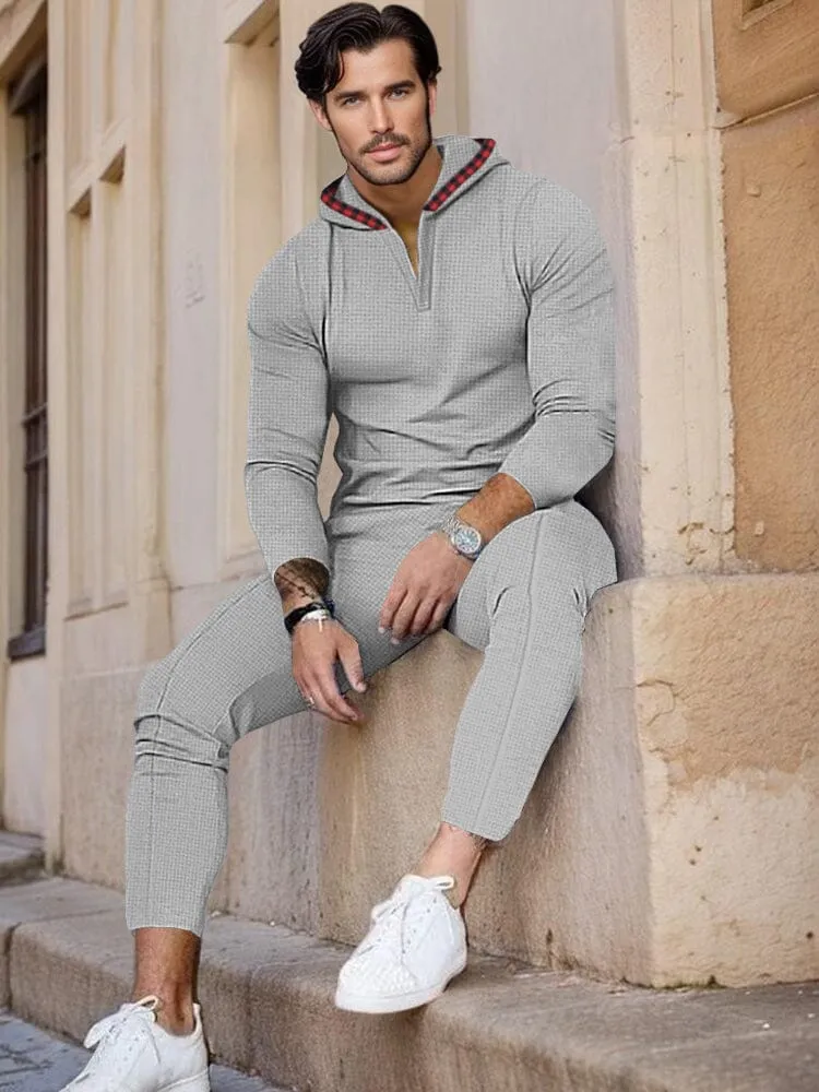 Urban Hooded Waffle Tracksuit Set