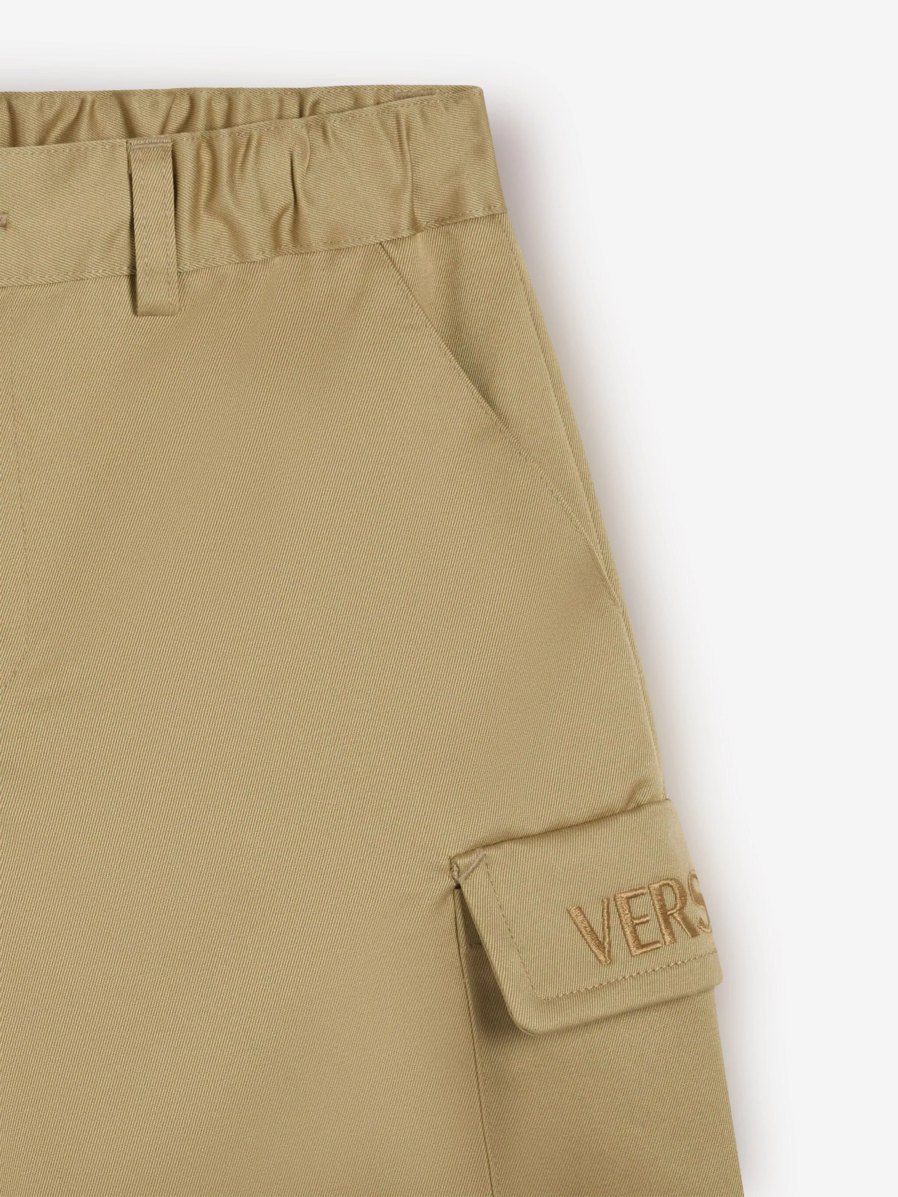 Versace Boys Logo Cargo Shorts in Beige