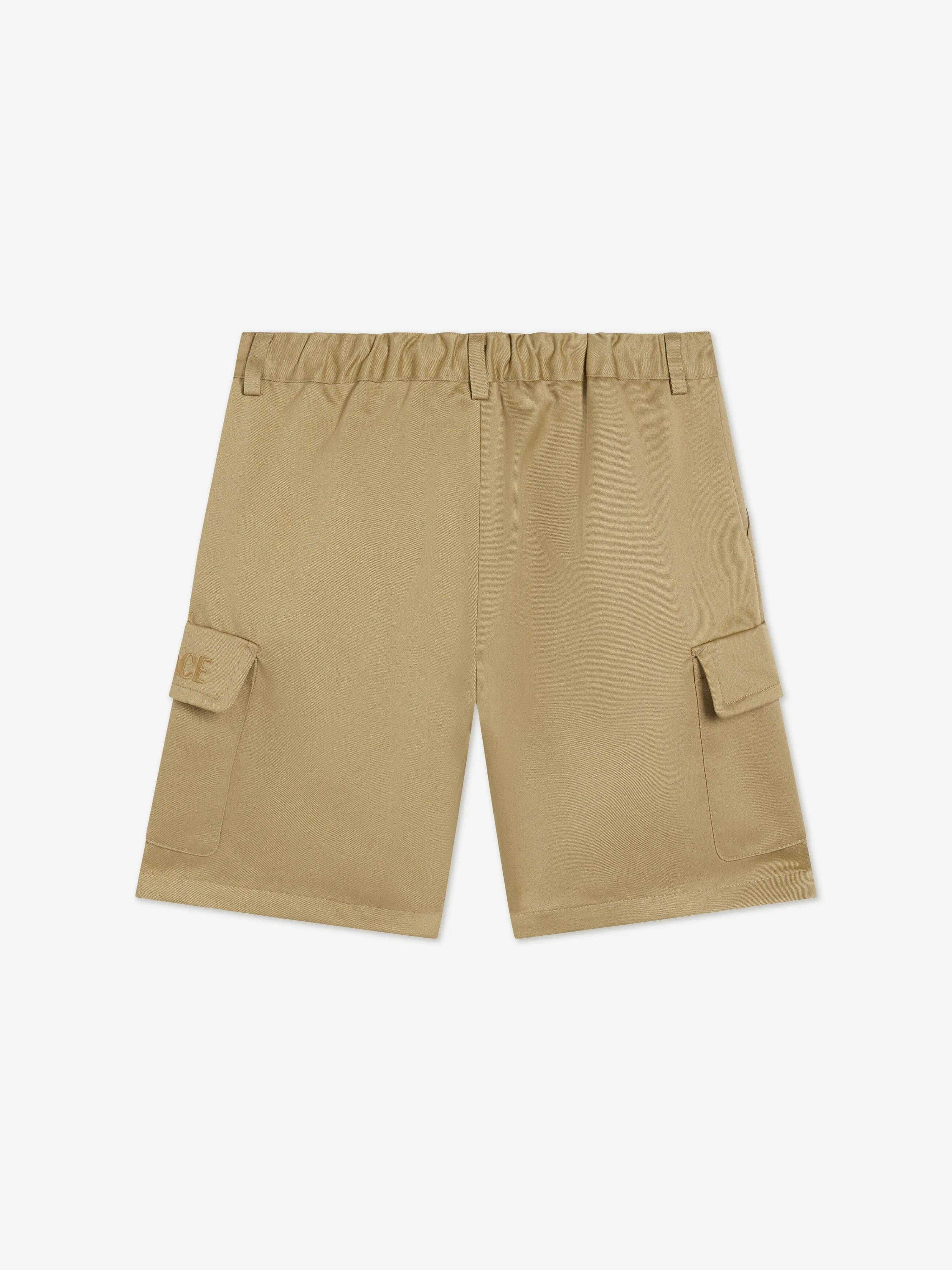 Versace Boys Logo Cargo Shorts in Beige