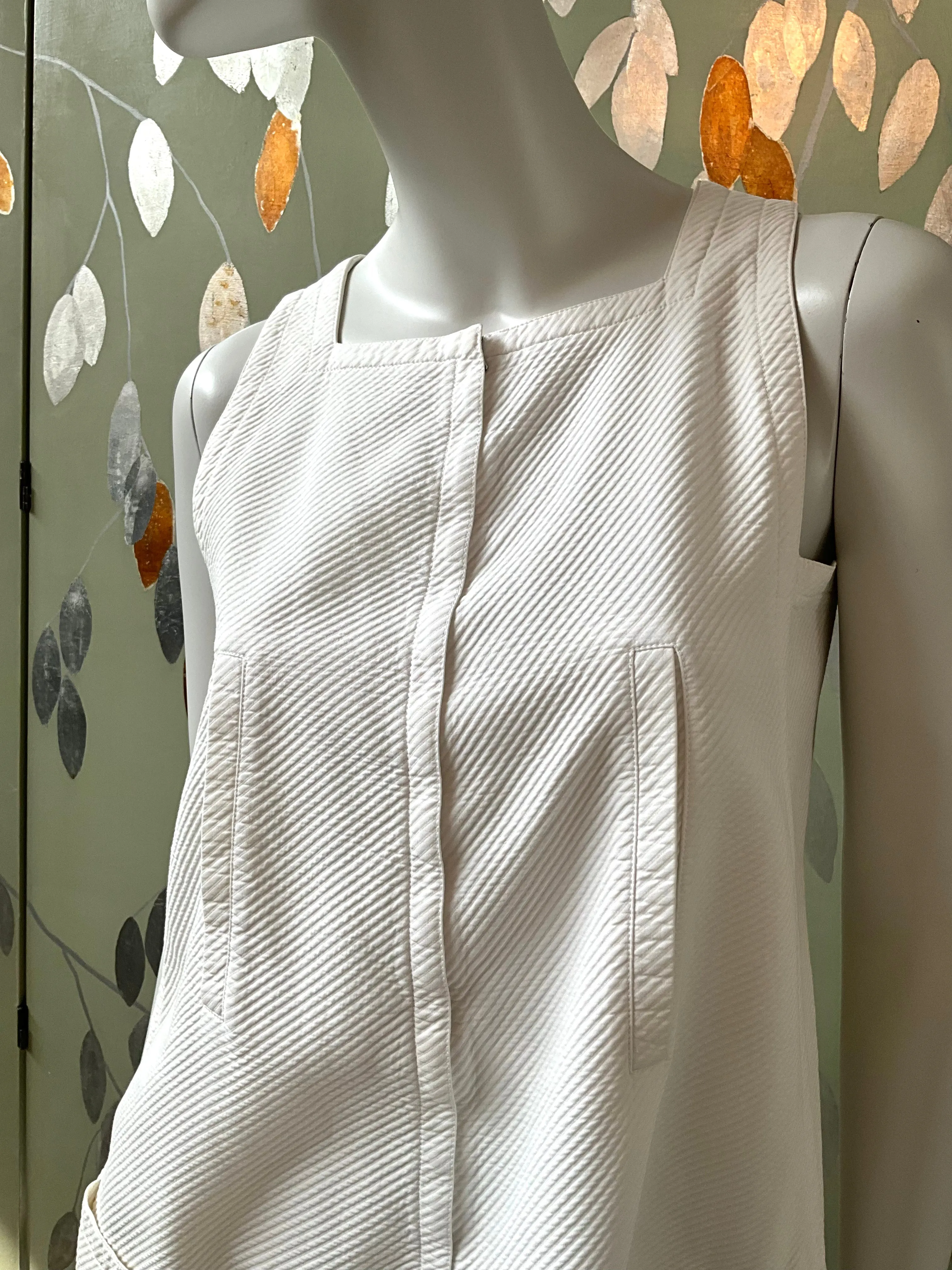 Vintage 1990s White Courrèges Space Age Mod Shift Dress, Medium