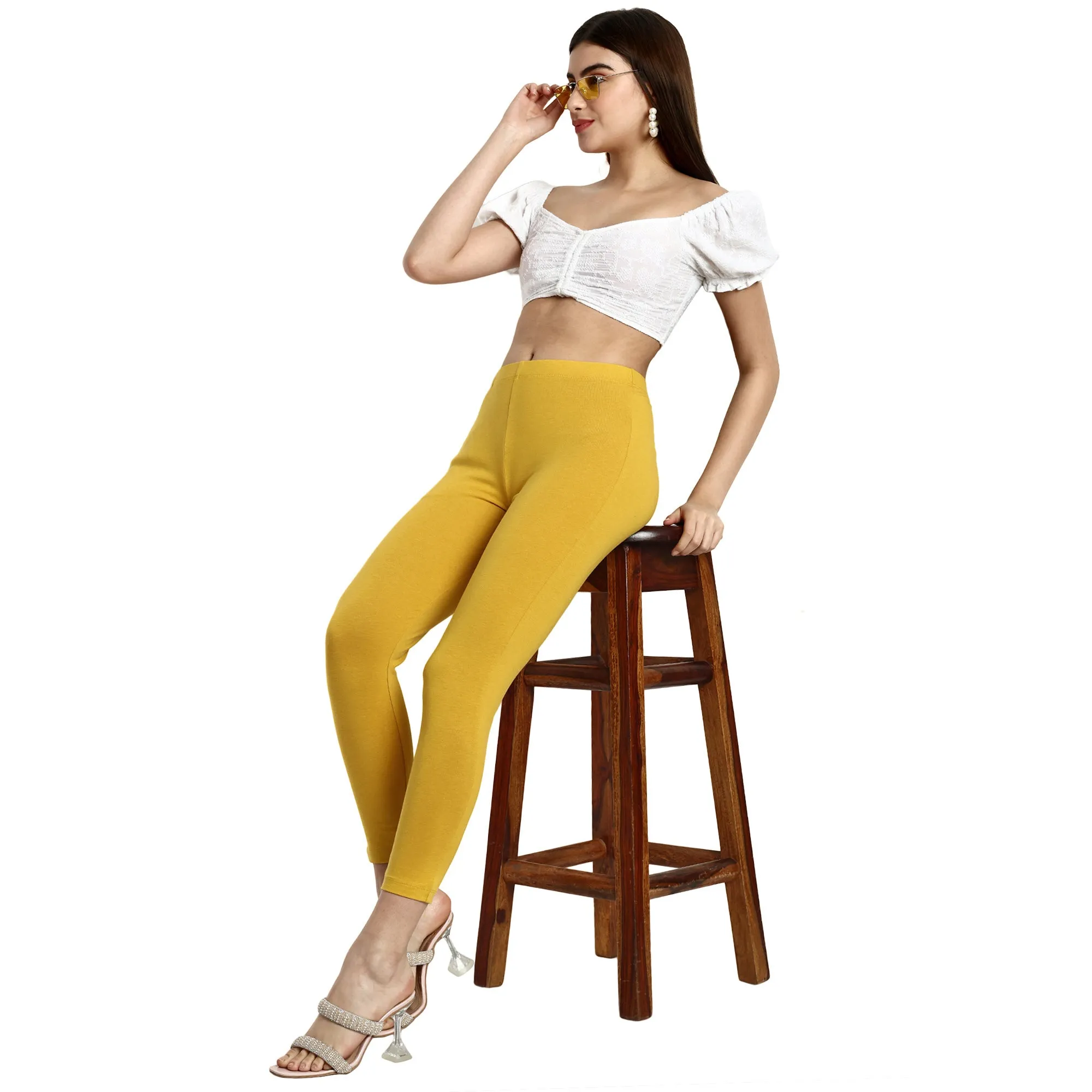 Women Mustard Ankle Length Legging