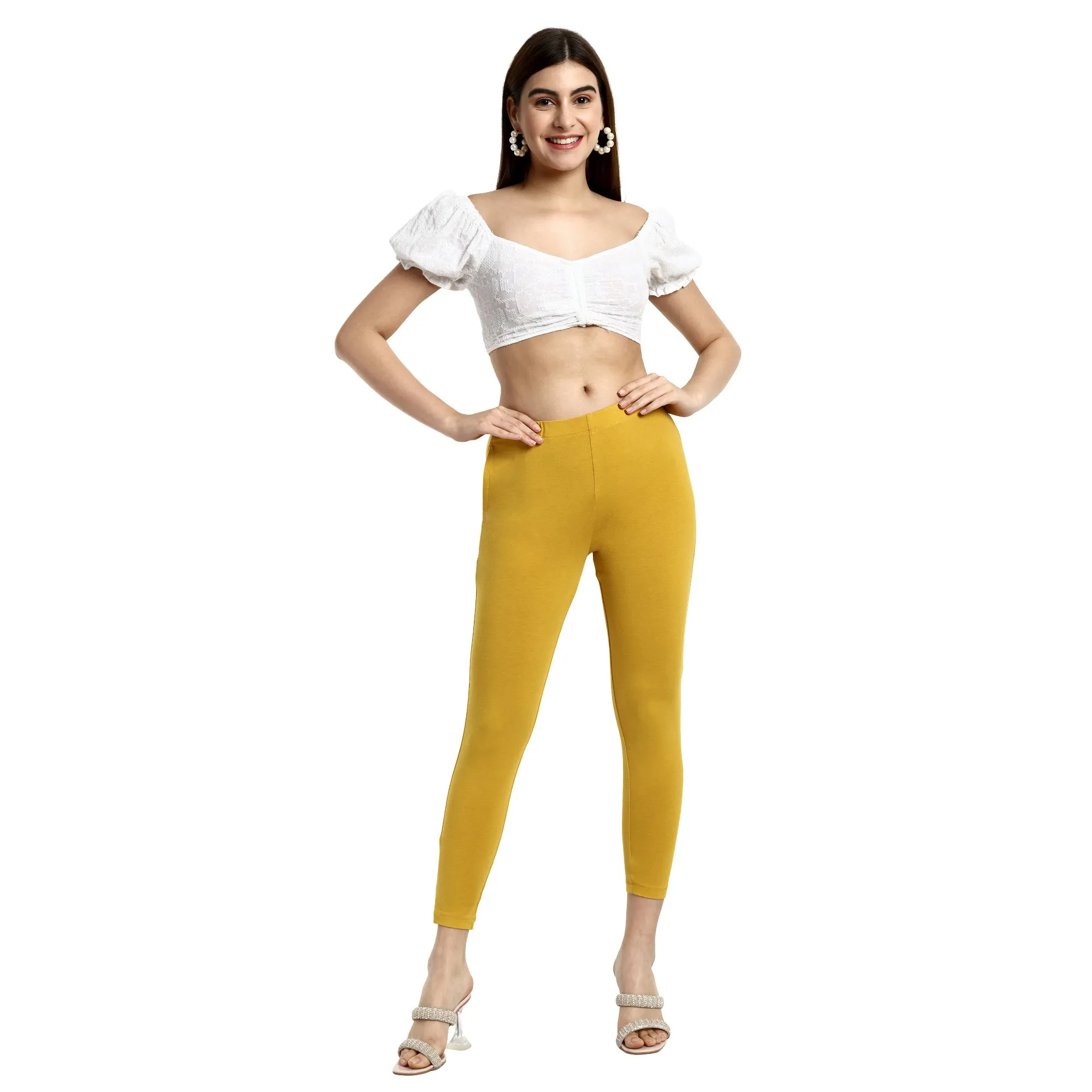 Women Mustard Ankle Length Legging