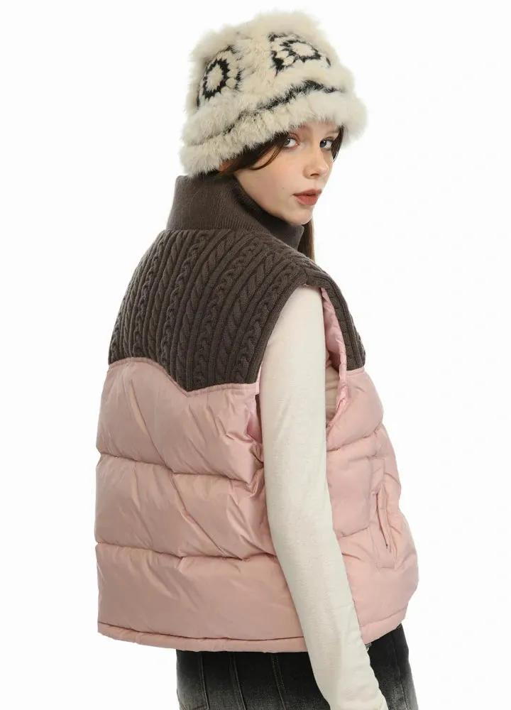 Women's ColorBlock Puffer Jacket Vest,Relaxed Fit