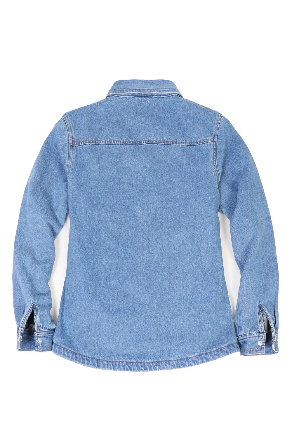 Women's Flannel-Lined Denim Shirt Jacket,Snap Jean Shacket