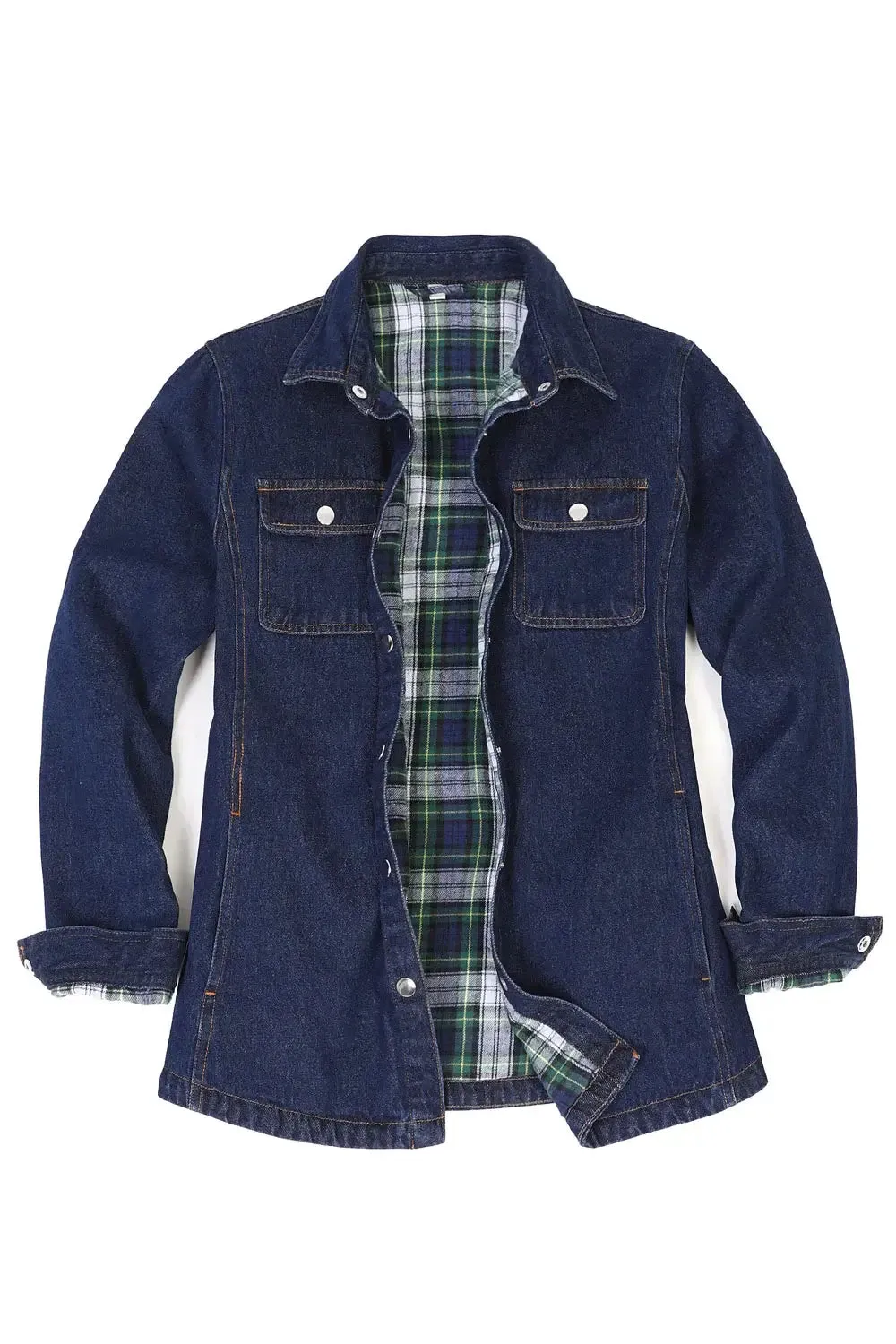 Women's Flannel-Lined Denim Shirt Jacket,Snap Jean Shacket