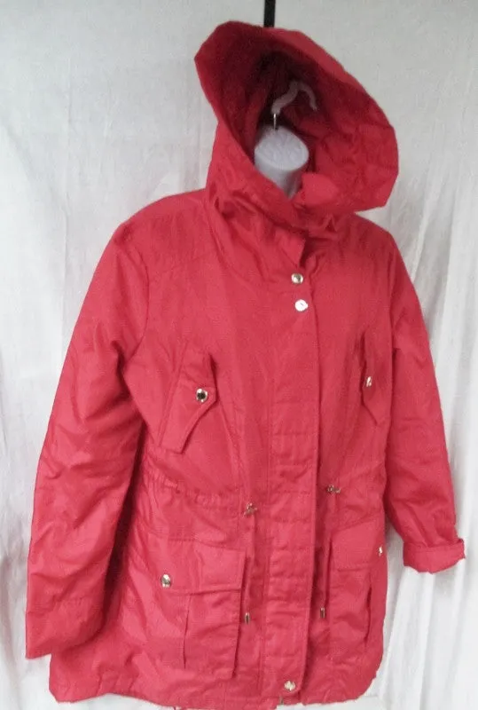 Womens Ladies STEVE MADDEN Hood COAT Jacket PARKA Boho FIRE RED L