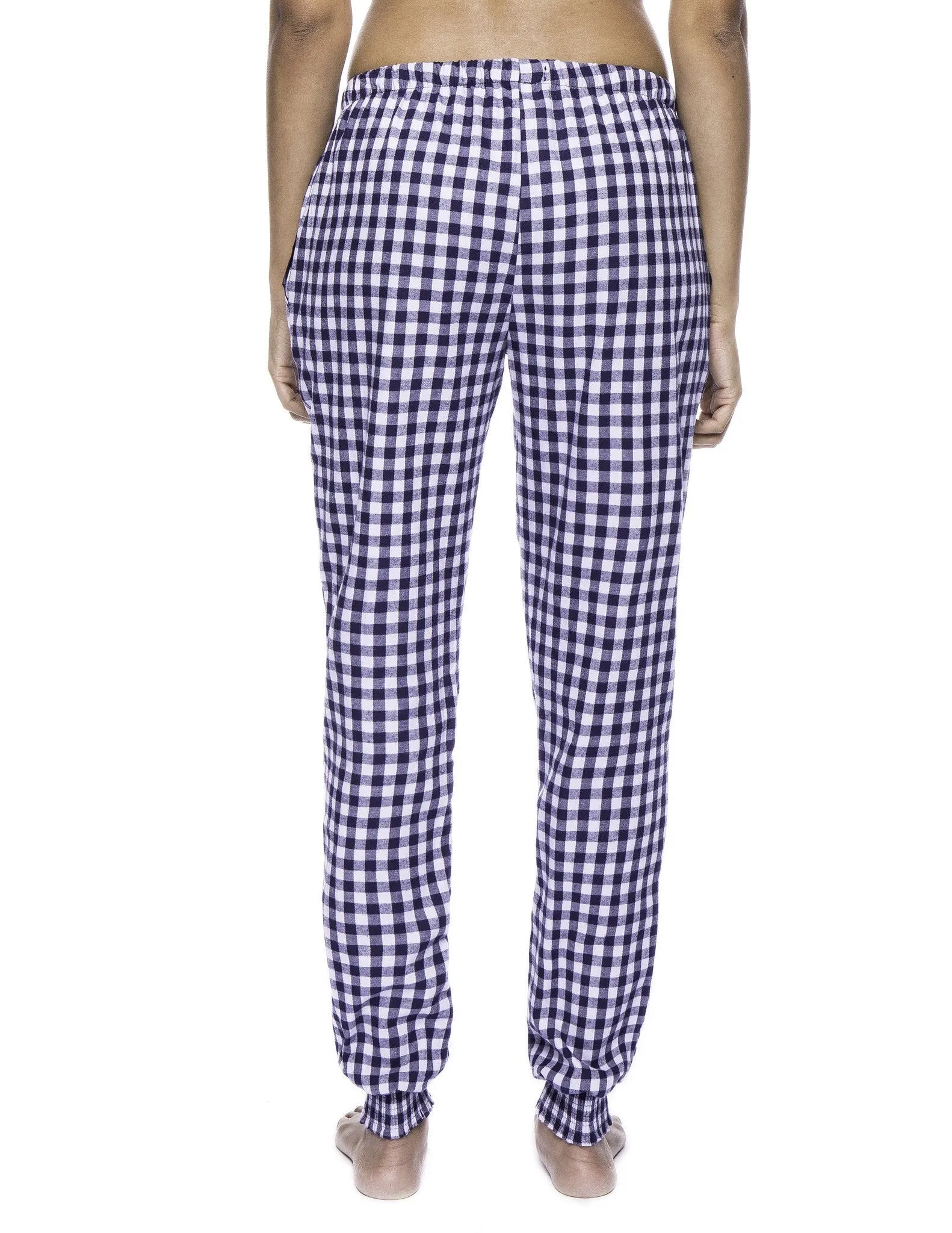 Women's Premium Flannel Jogger Lounge Pants - Gingham Blue/Heather