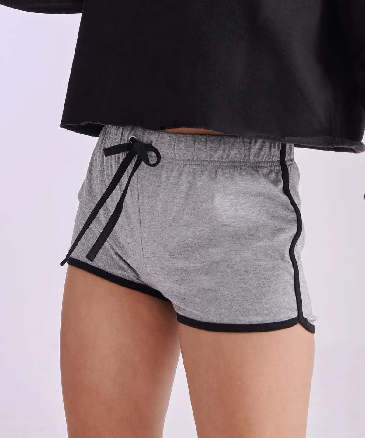 Womens retro shorts | Heather Grey/Black