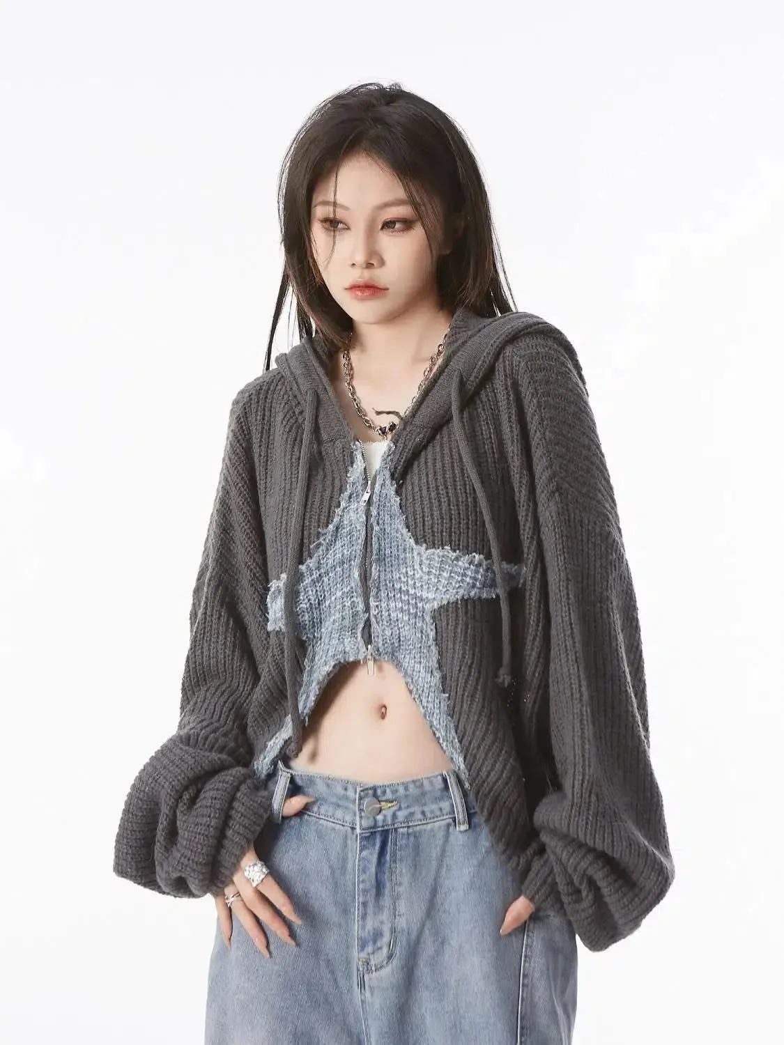 Y2K Star Hooded Cardigan